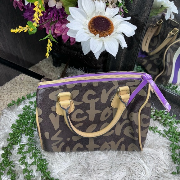 -Y2k Victoria’s Secret Small Brown Logo Bowler Handbag - Picture 10 of 16